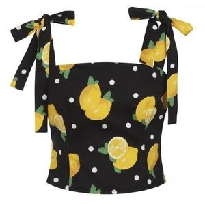 Collectif Lemon Print Crop Top NWT